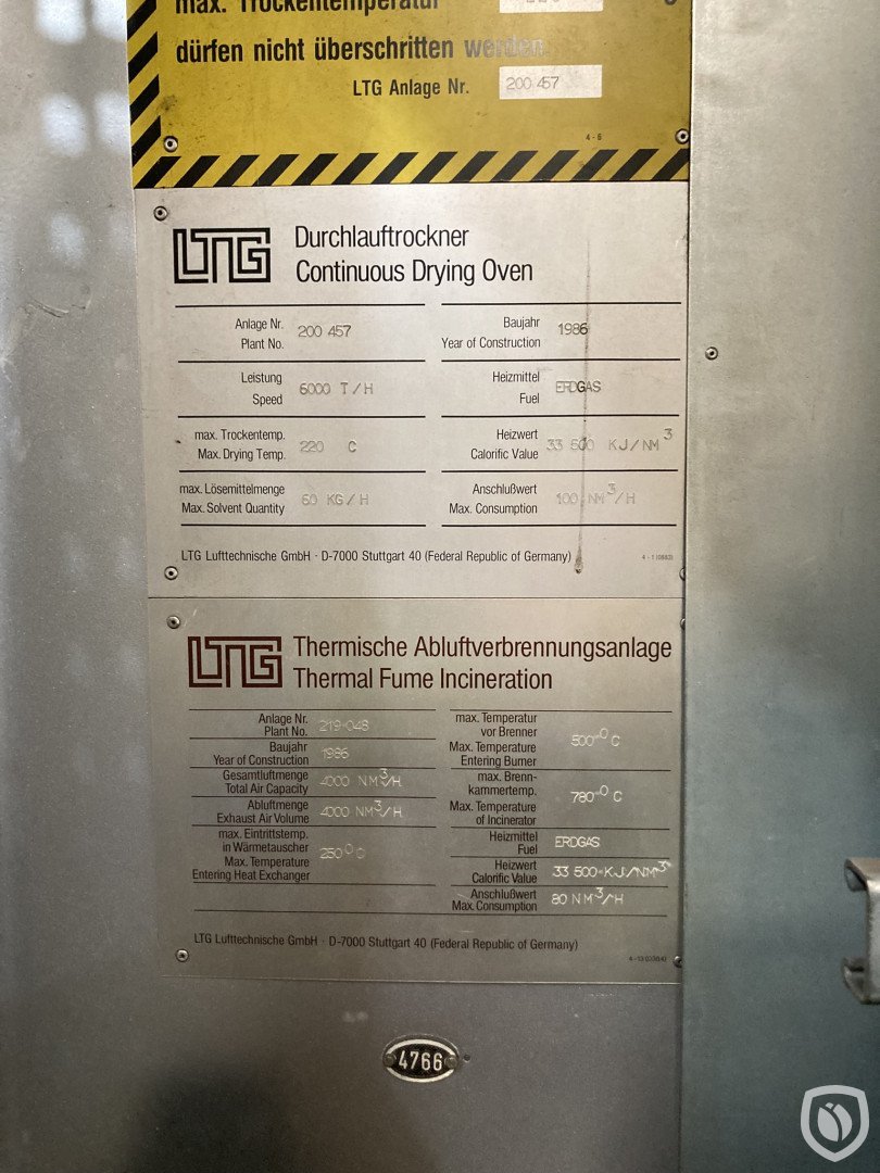 FUJI-C451 línea de barnizado con LTG horno túnel de 28 metros e incinerador