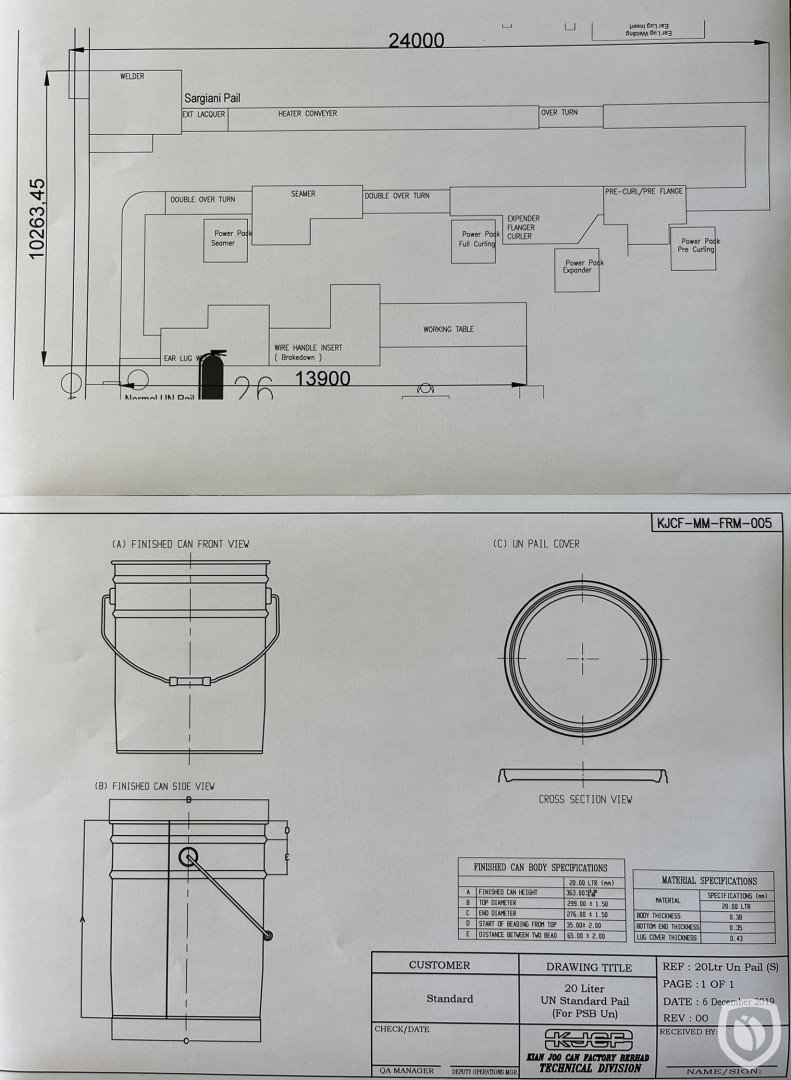 UN 20 liter pail line from Sargiani